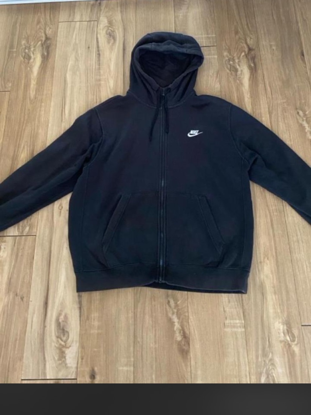Nike Men’s Black Full-Zip Hoodie with White Swoosh